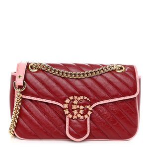 AUTHENTIC GUCCI Red & Pink Leather Shoulder Bag